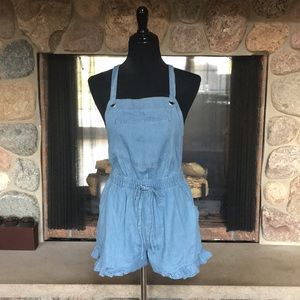Blue overall shorts